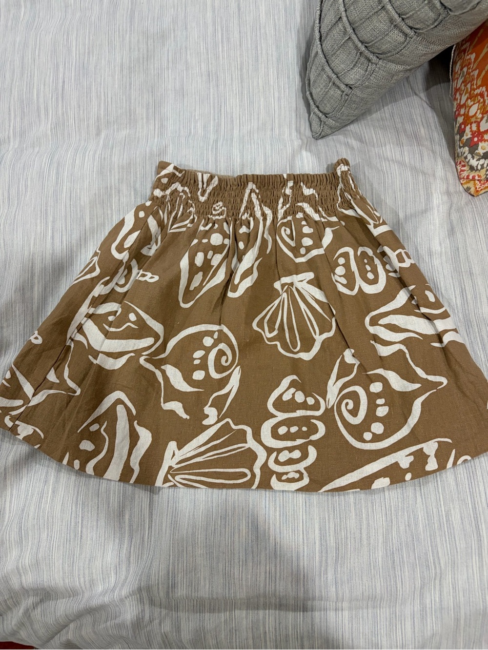 Tiare Hawaii Brown & White Elastic Waist Mini Skirt